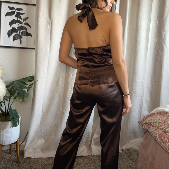 Two Piece Satin Pant Set - Picture 2 of 11